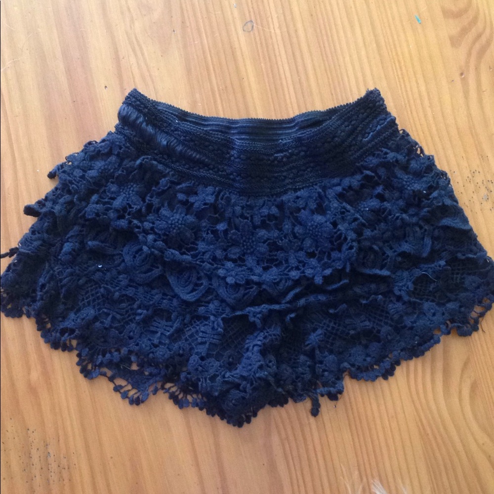 Black lace shorts